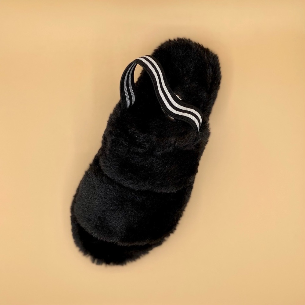 Faux fur double strap sandals - Picture 2 of 6